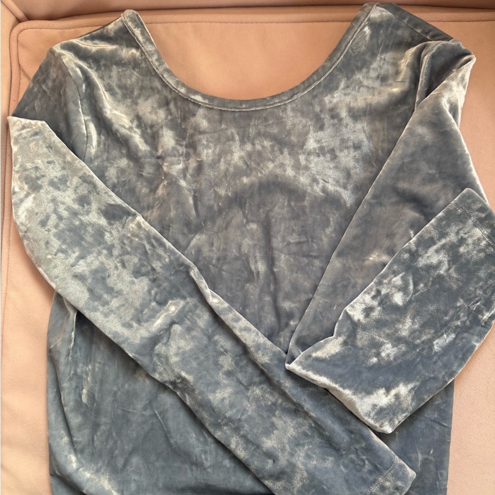 GAP Kids Velvet Top in Blue Gray